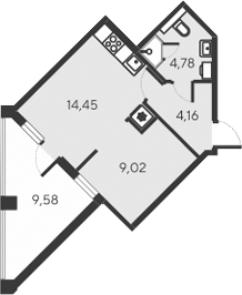 Планировка — Alba del Mare, 1-комн., 32 м²