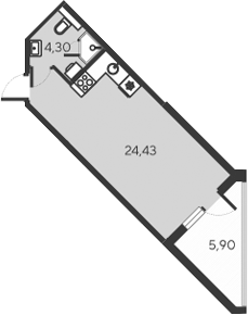 Планировка — Alba del Mare, Студия, 29 м²
