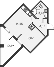 Планировка — Alba del Mare, 2-комн., 33 м²