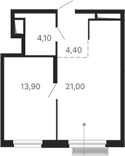 Планировка — Парк Столиц, 1-комн., 43 м²
