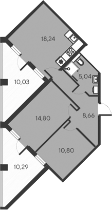 Планировка — Alba del Mare, 3-комн., 58 м²