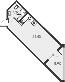 Планировка — Alba del Mare, Студия, 29 м²