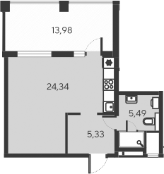 Планировка — Alba del Mare, Студия, 35 м²