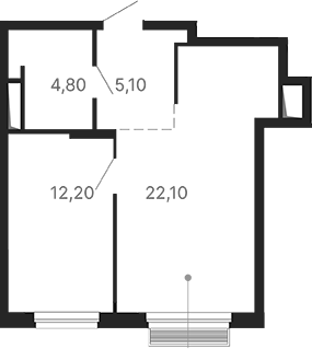 Планировка — Парк Столиц, 1-комн., 44 м²
