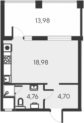 Планировка — Alba del Mare, Студия, 28 м²