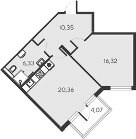 Планировка — Alba del Mare, 2-комн., 53 м²