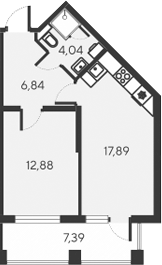Планировка — Alba del Mare, 2-комн., 42 м²