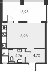 Планировка — Alba del Mare, Студия, 28 м²