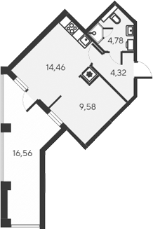 Планировка — Alba del Mare, 2-комн., 33 м²