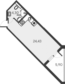 Планировка — Alba del Mare, Студия, 29 м²