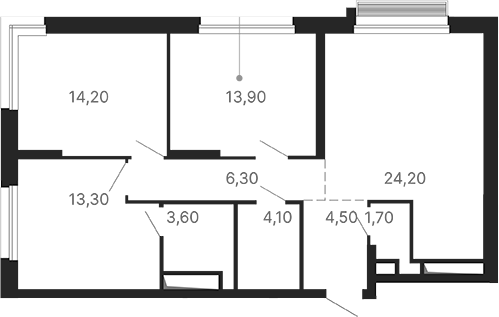 Планировка — Парк Столиц, 3-комн., 86 м²