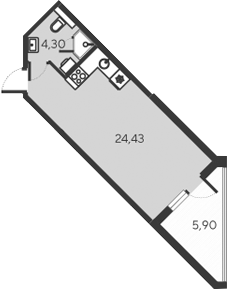 Планировка — Alba del Mare, Студия, 29 м²