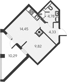 Планировка — Alba del Mare, 2-комн., 33 м²