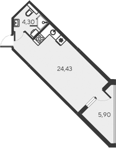 Планировка — Alba del Mare, Студия, 29 м²