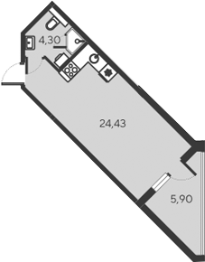 Планировка — Alba del Mare, Студия, 29 м²