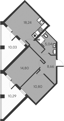 Планировка — Alba del Mare, 3-комн., 58 м²