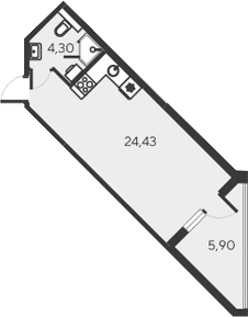 Планировка — Alba del Mare, Студия, 29 м²