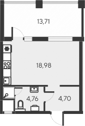 Планировка — Alba del Mare, Студия, 28 м²