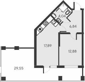 Планировка — Alba del Mare, 2-комн., 42 м²