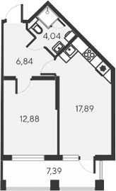 Планировка — Alba del Mare, 2-комн., 42 м²