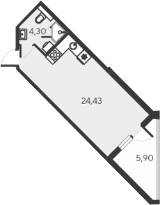 Планировка — Alba del Mare, Студия, 29 м²