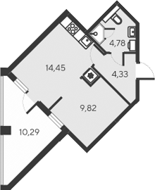 Планировка — Alba del Mare, 2-комн., 33 м²