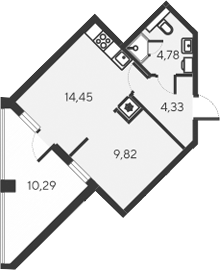 Планировка — Alba del Mare, 2-комн., 33 м²