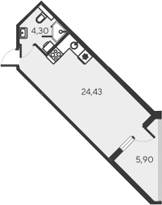 Планировка — Alba del Mare, Студия, 29 м²