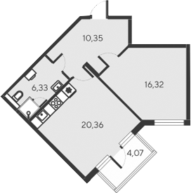 Планировка — Alba del Mare, 2-комн., 53 м²