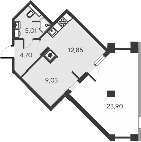 Планировка — Alba del Mare, 2-комн., 32 м²