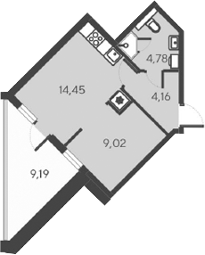 Планировка — Alba del Mare, 1-комн., 32 м²