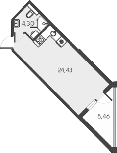 Планировка — Alba del Mare, Студия, 29 м²