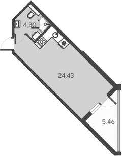 Планировка — Alba del Mare, Студия, 29 м²