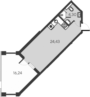 Планировка — Alba del Mare, Студия, 29 м²