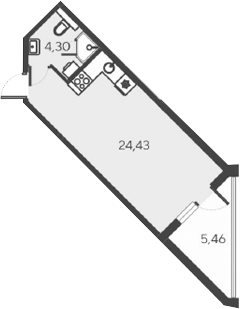 Планировка — Alba del Mare, Студия, 29 м²