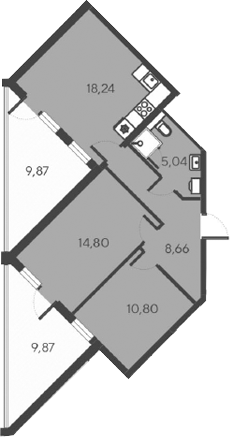 Планировка — Alba del Mare, 3-комн., 58 м²