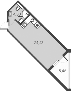 Планировка — Alba del Mare, Студия, 29 м²