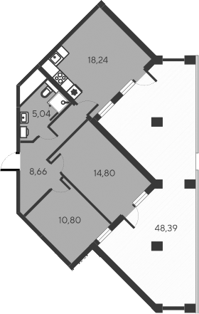 Планировка — Alba del Mare, 3-комн., 58 м²