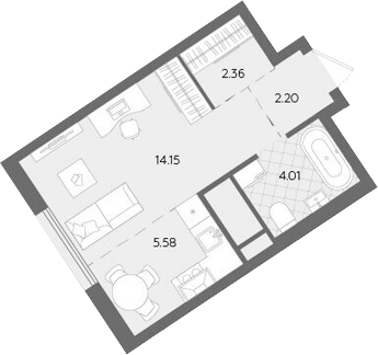 Планировка — Бодровский, Студия, 28 м²