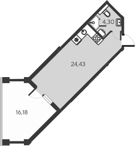 Планировка — Alba del Mare, Студия, 29 м²