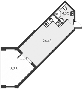 Планировка — Alba del Mare, Студия, 29 м²