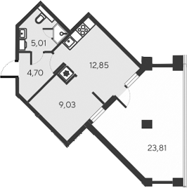 Планировка — Alba del Mare, 2-комн., 32 м²