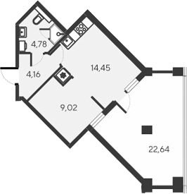Планировка — Alba del Mare, 2-комн., 32 м²