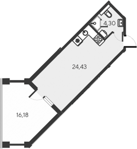 Планировка — Alba del Mare, Студия, 29 м²