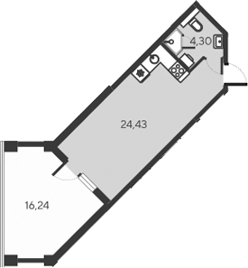 Планировка — Alba del Mare, Студия, 29 м²