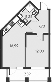 Планировка — Alba del Mare, 2-комн., 42 м²