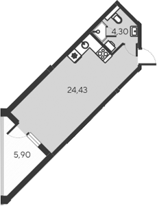 Планировка — Alba del Mare, Студия, 29 м²