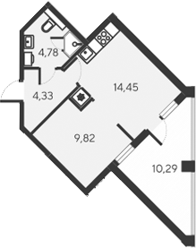 Планировка — Alba del Mare, 2-комн., 33 м²