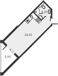 Планировка — Alba del Mare, Студия, 29 м²