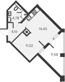 Планировка — Alba del Mare, 2-комн., 32 м²